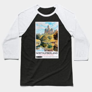 Vintage British Railways Travel Poster for Northumberland Baseball T-Shirt